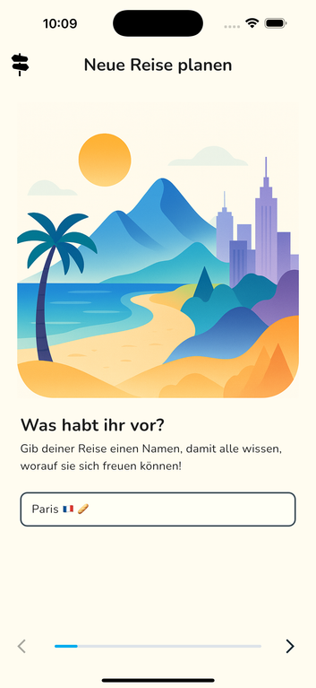 Yourny App - Reise erstellen