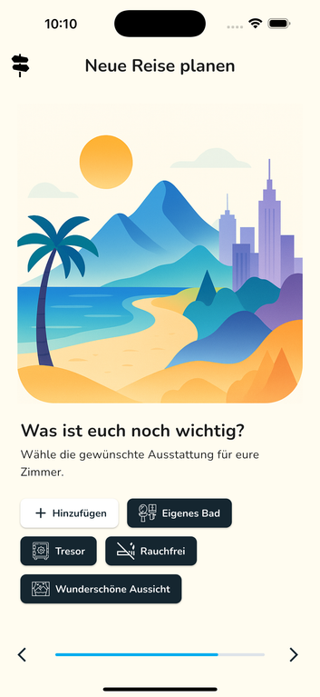 Yourny App - Zimmer auswählen