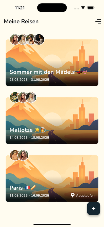 Yourny App - Reise Liste
