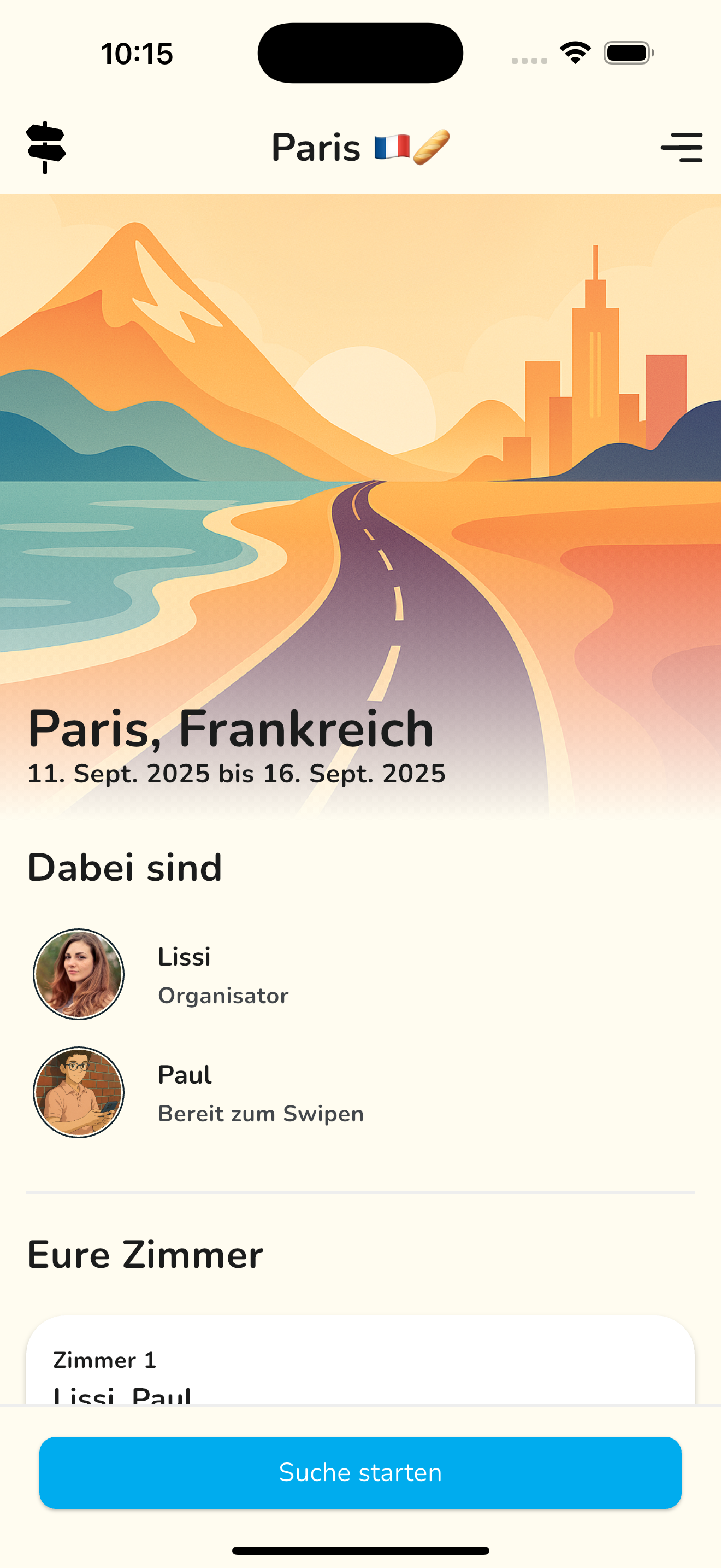 Yourny App - Reise Übersicht
